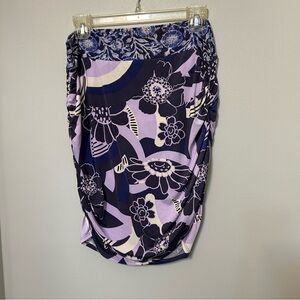 Free People She's Something Else Print Mini Tulip   Skirt Plum Large Purple EUC